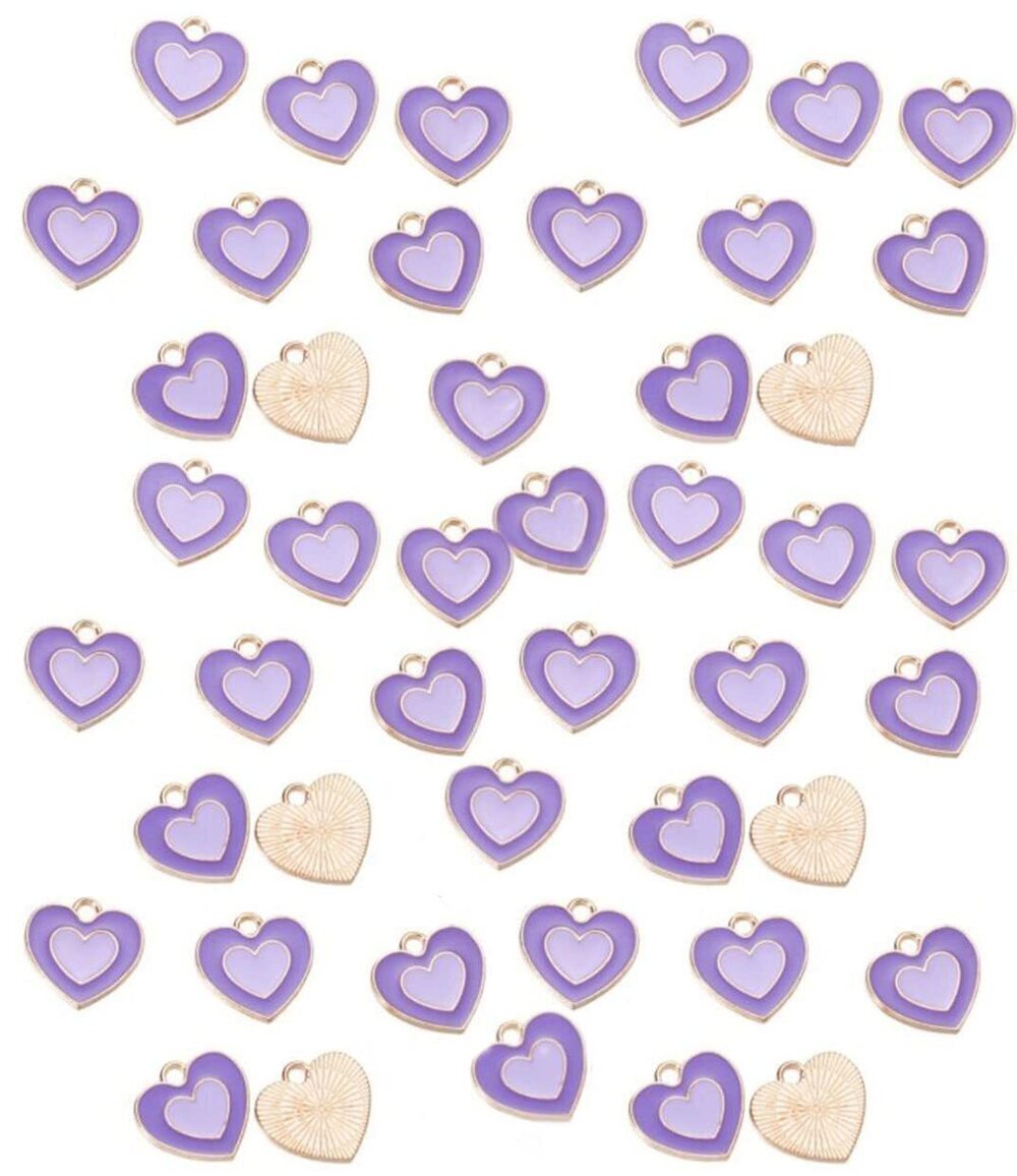 6748 50 Pack Heart Enamel Charms Colorful Pendants Beads for Wine Charms